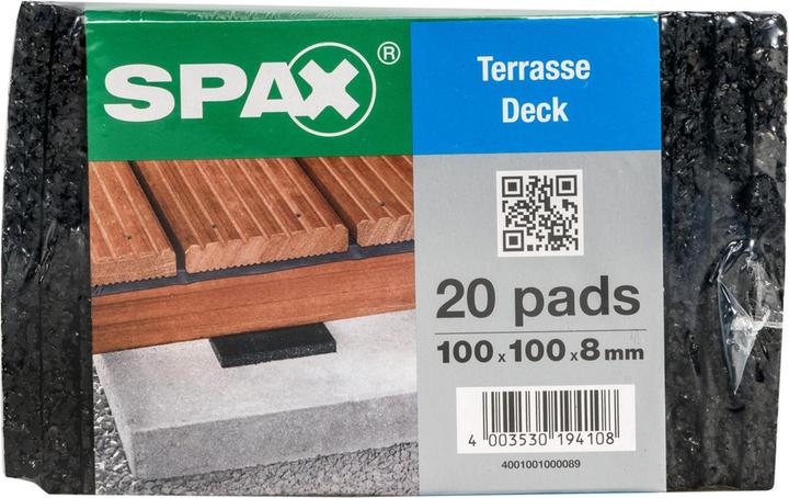 Produktbild Spax DISTANCE PADS 100 X100 X8 SCHWARZ FOLIE