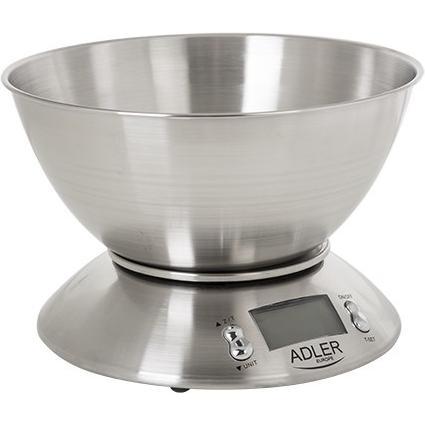 Adler AD 3166 Küchenwaage Edelstahl Arbeitsplatte Oval Elektronische Küchenwaage, Küchenwaage, Silber