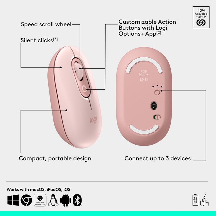 Actual product image Logitech POP Mouse with personalisable emoji (Wireless)