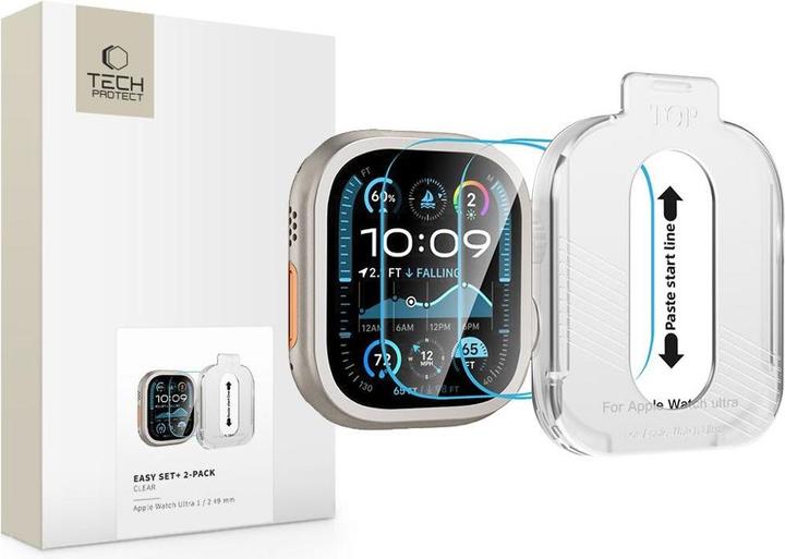 Produktbild Tech-Protect Easy Set+ Panzerglas 2er-Pack für Apple Watch Ultra 1/2 49 mm – Klar