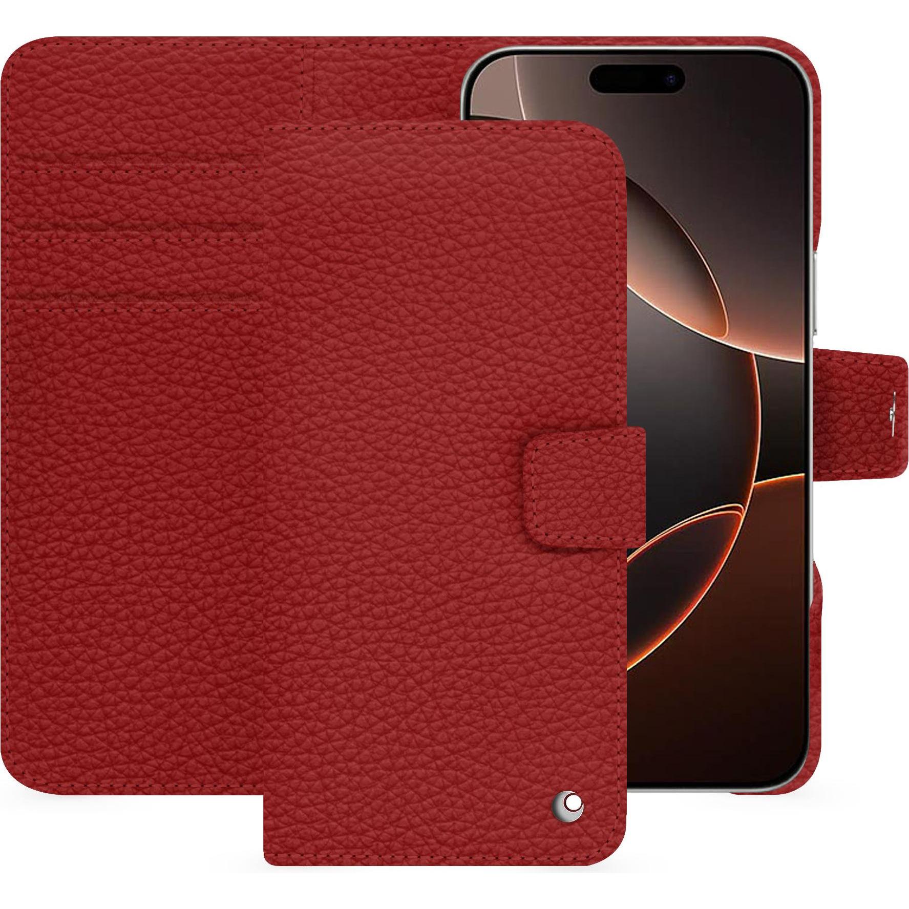 Noreve Lederschutzhülle Apple iPhone 16 Pro (Apple iPhone 16 Pro), Smartphone Hülle, Rot