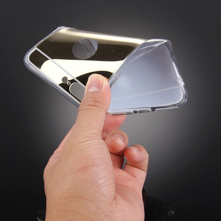Produktbild König Design Apple iPhone 8 Plus Handy Hülle Spiegel Mirror Soft Case Schutz Cover Etuis Gold (Apple iPhone 8 Plus)