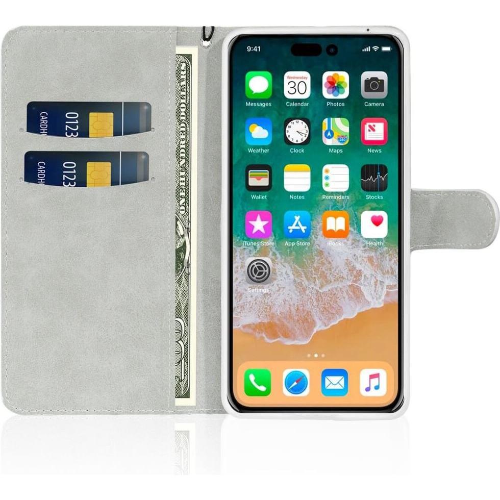 Cover-Discount iPhone 14 Pro - Glitter Leder Etui rosa (Apple iPhone 14 Pro), Smartphone Hülle, Rosa