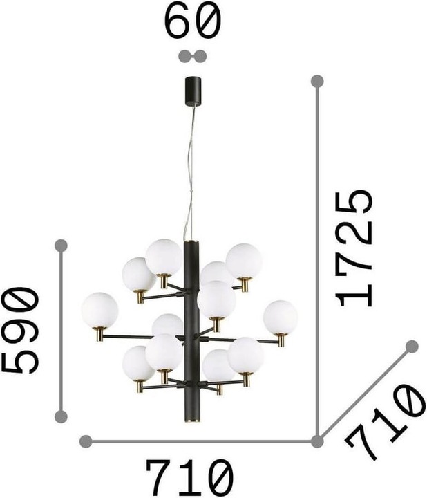 Immagine prodotto Ideal lux COPERNICO G9 luce a sospensione 12x ⌀710mm dimmerabile nero bianco caldo 197319 (G9, 370 lm)