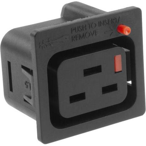 Iec Lock C19 Net Entree Female Lockable, Elektronikkabel + Stecker, Rot, Schwarz