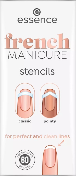 Produktbild essence Schablone French Manicure 01 French Tips & Tricks (Nagellacktrockner, Weiss)