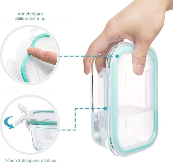 Actual product image Hermex 8er Set Glas-Frischhaltedosen Vorratsdosen mit Deckel Meal-Prep-Boxen