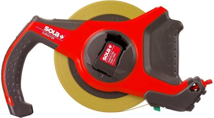 Sola Messwerkzeuge 50047901 Bandmass "Surveyor SC 30" aus Stahl mit Multifunktionshaken 30 M Ingrau/rot (30 m)