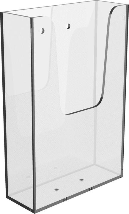 Produktbild Europel Wand-Prospekthalter, DIN lang, 1 Fach, glasklar für Format 1/3 DIN A4, aus Polystyrol, Fachtiefe: 35 (1/3 Din A4)
