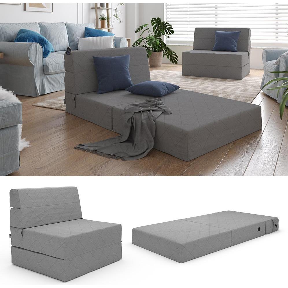 Thumbnail - VitaliSpa, Sofa, Sofa Lima, Grau, 100 cm mit Schlaffunktion