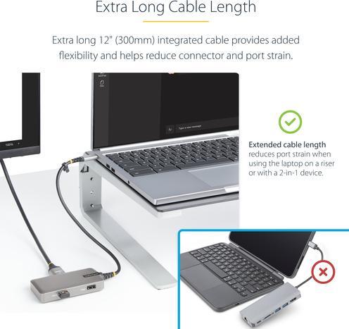 Actual product image StarTech com USB-C Multiport Adapter - 4K 60Hz HDMI - 2 Port USB Hub, 100W PD, GbE - Works with Chro (USB-C)