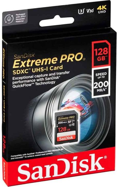 Productafbeelding SanDisk Extreme PRO UHS-I V30 (128 GB, SDXC, U3, UHS-I)