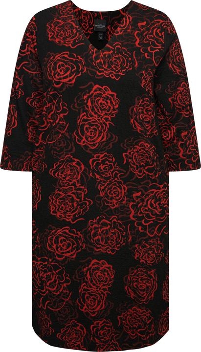 Produktbild Ulla Popken Jacquard-Jerseykleid, V-Ausschnitt, 3/4-Arm, Taschen (50, 52)
