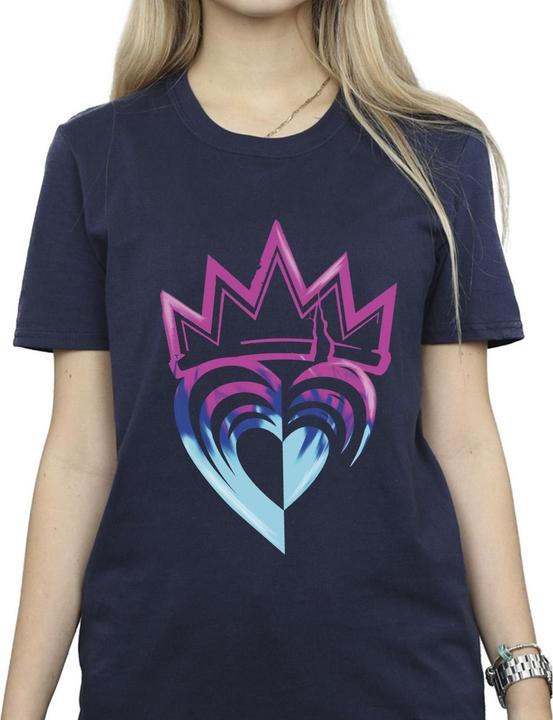 Actual product image Disney Womens/Ladies Descendants Pink Crown Cotton Boyfriend T-Shirt (XL)