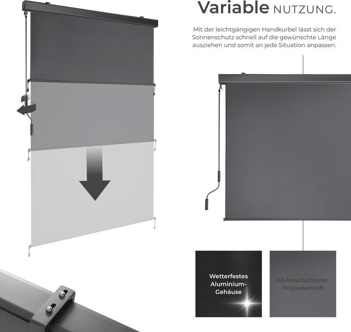 Actual product image tectake Vertical awning Eloise with 2 wall brackets (1.20 m)