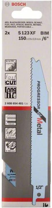 Image du produit Bosch Professional Zubehör Lame de scie sabre S 123 XF, Progressor for Metal, pack de 2