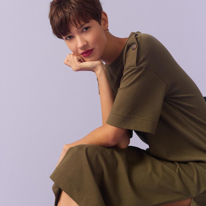 Image du produit La Redoute Collections Longue robe en jersey avec patte de boutonnage sur l'épaule (M)