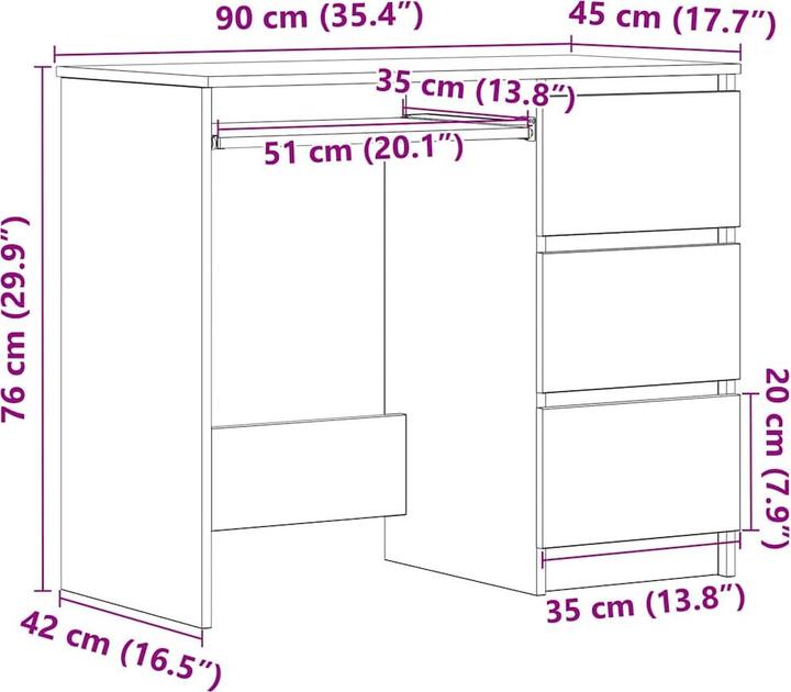 Produktbild vidaXL Schreibtisch (90 x 45 x 76 cm)