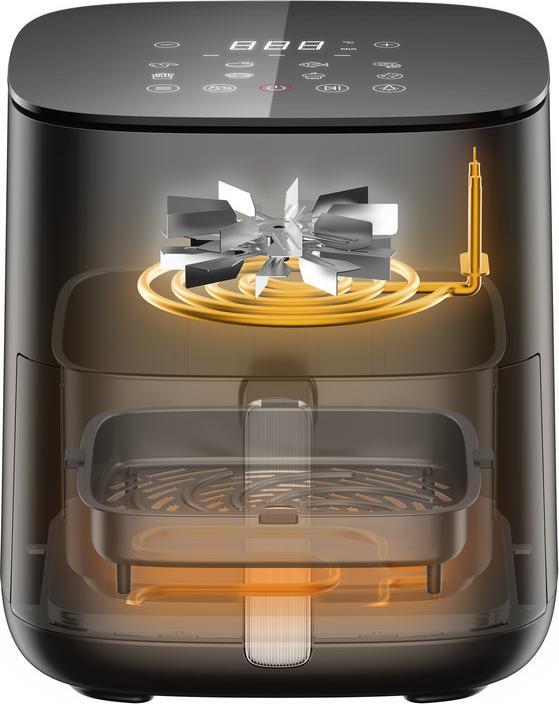 Actual product image Emerio AF-131797.1 Hot air fryer 5 l 2000 W BPA-free, timer function Black