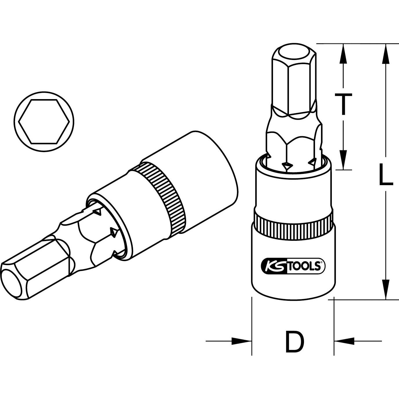 Thumbnail - KS Tools, Steckschlüssel + Stecknuss, 1" Bit-Stecknuss kurz (24 mm)