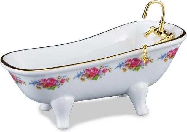 Actual product image Reutter 001.770/2 - Bathtub "Dresden Rose", miniature (12.5 x 5.5 x 7 cm)