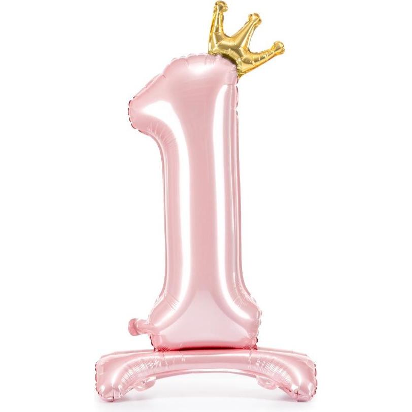 Partydeco Ballon Zahl 1 auf fuss - Rosa