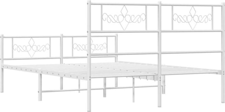 Produktbild vidaXL Bettgestell Kopfteil Fussteil Metallbett Bett Doppelbett Weiss 120x190cm (120 x 190 cm)