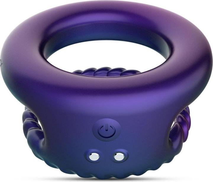 Actual product image Hueman - Jupiter Vibrating Cock and Ball Ring - Purple