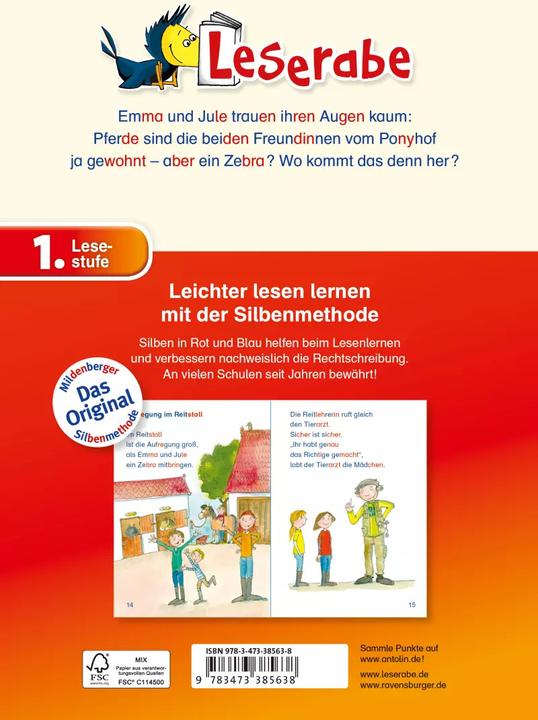 Produktbild Ravensburger Ein Zebra auf dem Ponyhof (Deutsch, Judith Allert, 2015)