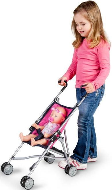 Actual product image Besttoy Doll buggy - pink/blue with flowers -