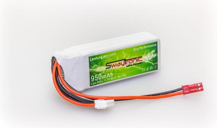 Actual product image Swaytronic LiPo battery 3S 35C/70C JST (11.10 V, 950 mAh)