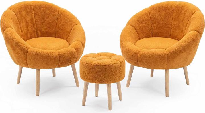 Actual product image Atelier del Sofa Lida Wellsoft Wing Chair & Pouffe Set (3 Pieces)
