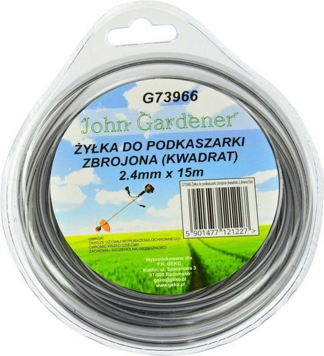 Produktbild GEKO Verstärkter Rasenmäherfaden, 2,4 mm, 15 m, Vierkantprofil, Nylon