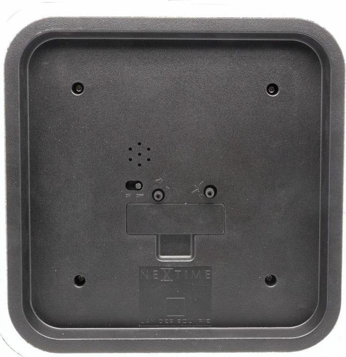 Actual product image Nextime 5221WI - Table clock "Quadratischer Alarm", wood, white, 20 x 20 x 6 cm