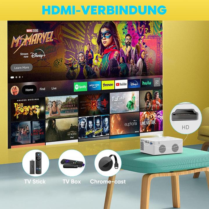 Produktbild Purshe Mini Beamer mit Bluetoothfunktion (Full HD, 9500 lm)