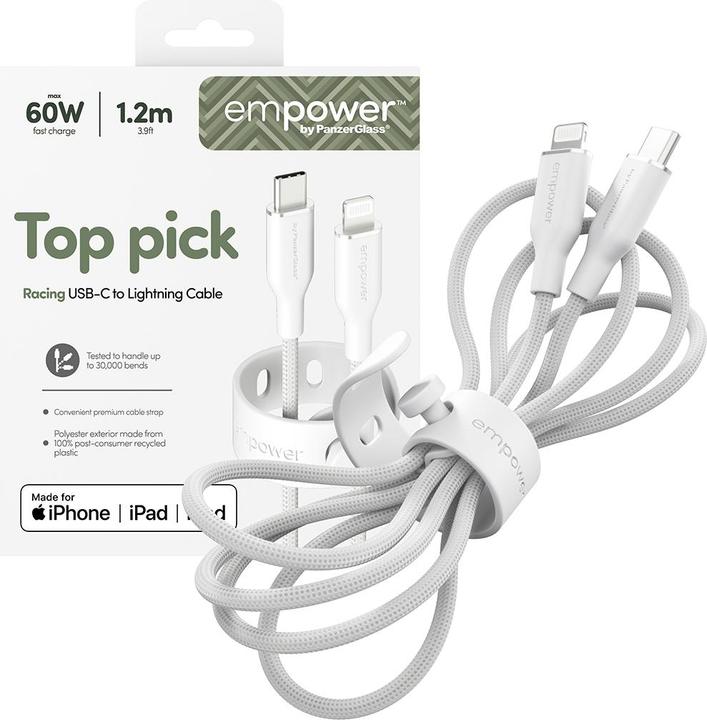 Produktbild PanzerGlass Racing USB-C to Lightning (1.20 m, USB 2.0, 60 W)