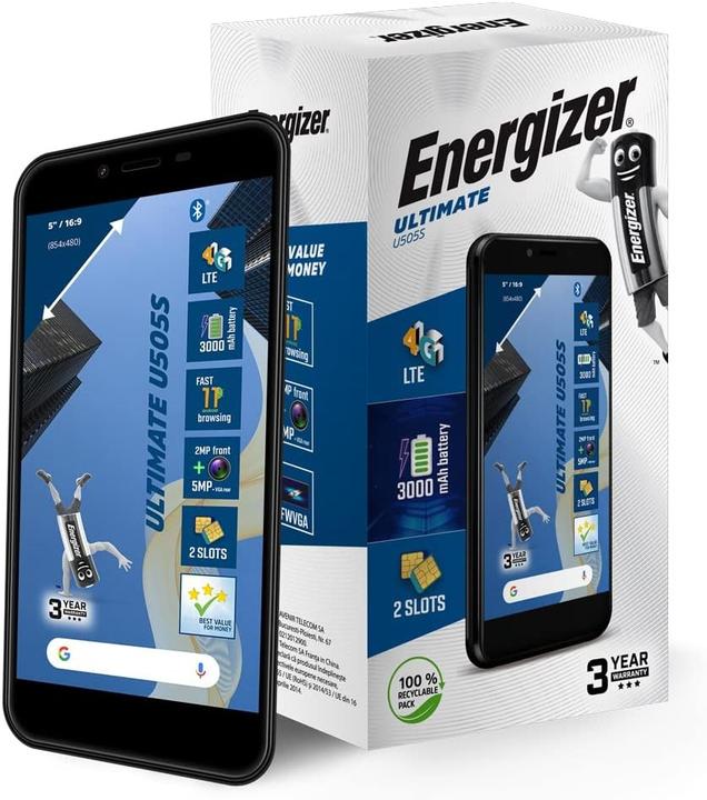 Productafbeelding Energizer Ultimate U505S Smartphone - Smartphone 1 GB RAM 16 GB 5 Inch 4G Dual Sim EU (Zwart) (16 GB, Juoda, 5", Dubbele SIM)