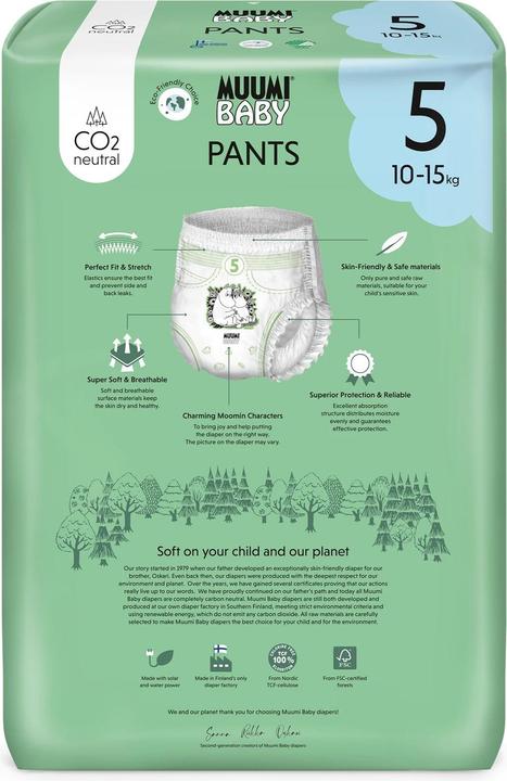 Actual product image Muuwmi Muumi Baby Eco Pull Ups Size 5 38 Sensitive Premium Nappy Pants with Leakage Barrier (38 pcs.)
