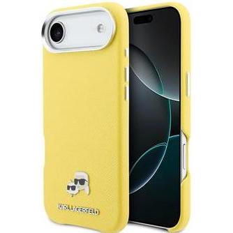 Karl Lagerfeld PU Karl and Choupette Heads Pins MagSafe Case for iPhone Air Yellow, Cover smartphone, Giallo