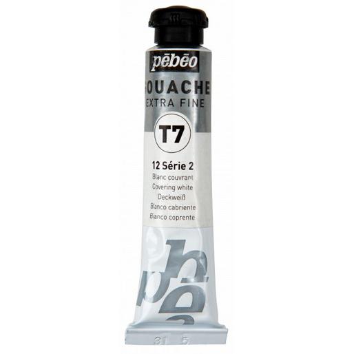 Pebeo, Künstlerfarbe + Bastelfarbe, Extra Feine Gouache T7 (Deckweiss, 20 ml)