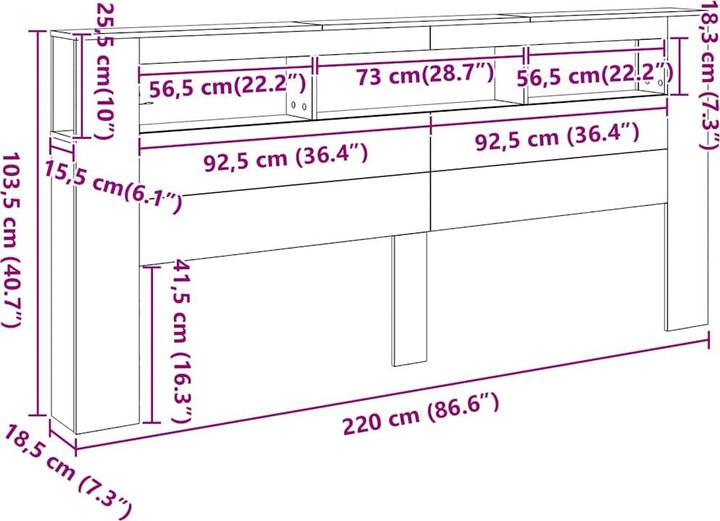 Produktbild vidaXL LED Kopfteil (220 x 18.50 x 103.50 cm)