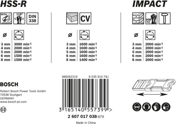 Actual product image Bosch Professional Zubehör Drill bit set (3 mm, 4 mm, 5 mm, 6 mm, 8 mm)