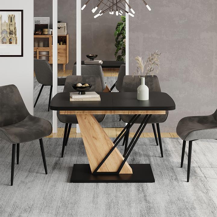 Produktbild Vicco Esstisch Fenaro, Schwarz/Goldkraft Eiche/Goldkraft Eiche, 120 x 80 cm ausziehbar (80 x 120 x 77.40 cm)