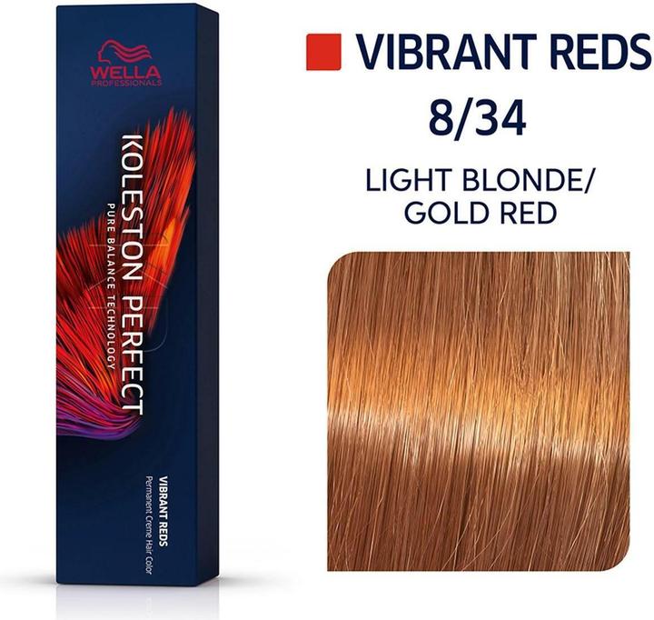 Actual product image Wella Koleston Perfect Me+ Vibrant Reds (8/34 Light blonde gold red)