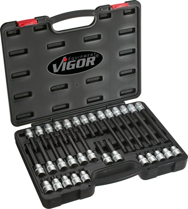 Produktbild Vigor T Schraubendreher-Einsatz Satz ∙ V1917 ∙ Vierkant12,5 mm (1/2 Zoll) ∙ T Profil ∙ T20 - T70 ∙ …