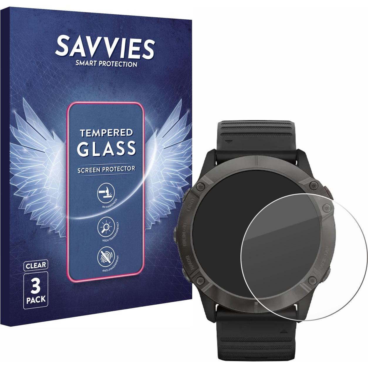 Savvies Panzerglas Hartglas Displayschutz, Smartwatch Schutzfolie, Transparent