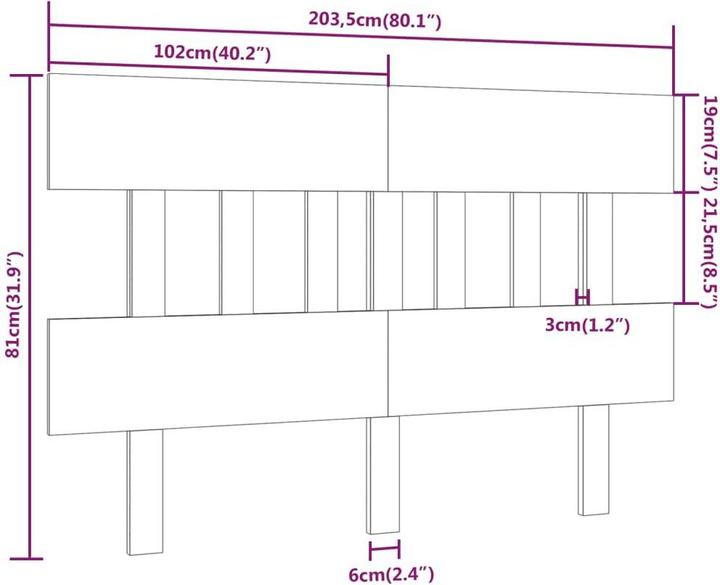 Actual product image vidaXL Aylice (203.5 x 3 x 81 cm)