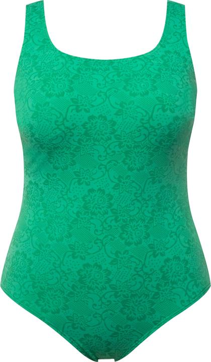 Image du produit Ulla Popken Maillot de bain à bonnets souples, tissu texturé imprimé baroque, matière recyclée (62)