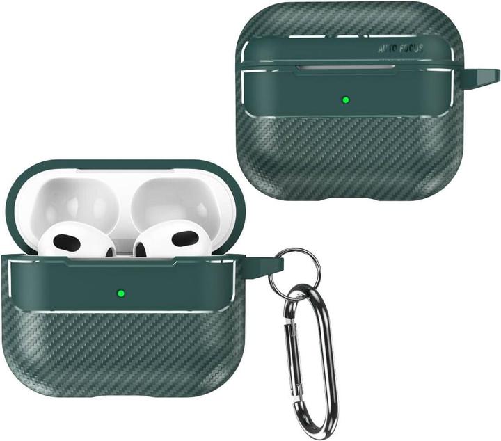 Productafbeelding Cover-Discount Airpods Pro / 3 - Siliconen hoesje carbonlook groen (Hoofdtelefoon hoes)