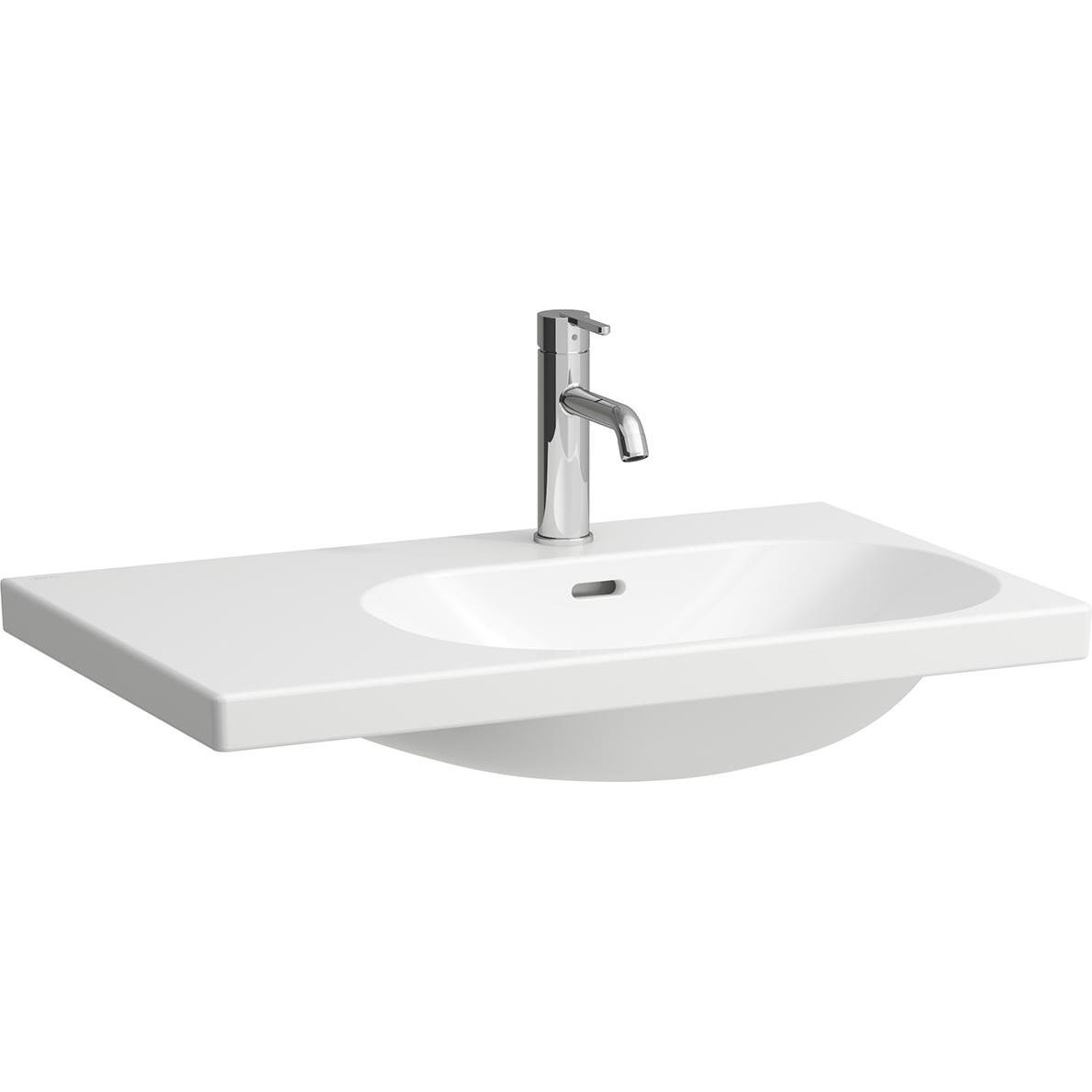 Laufen, Waschbecken, Lua Waschtisch, ohne Hahnloch, mit Überlauf, 750x460mm, Ablage links, H817085 (460 mm, 750 mm)